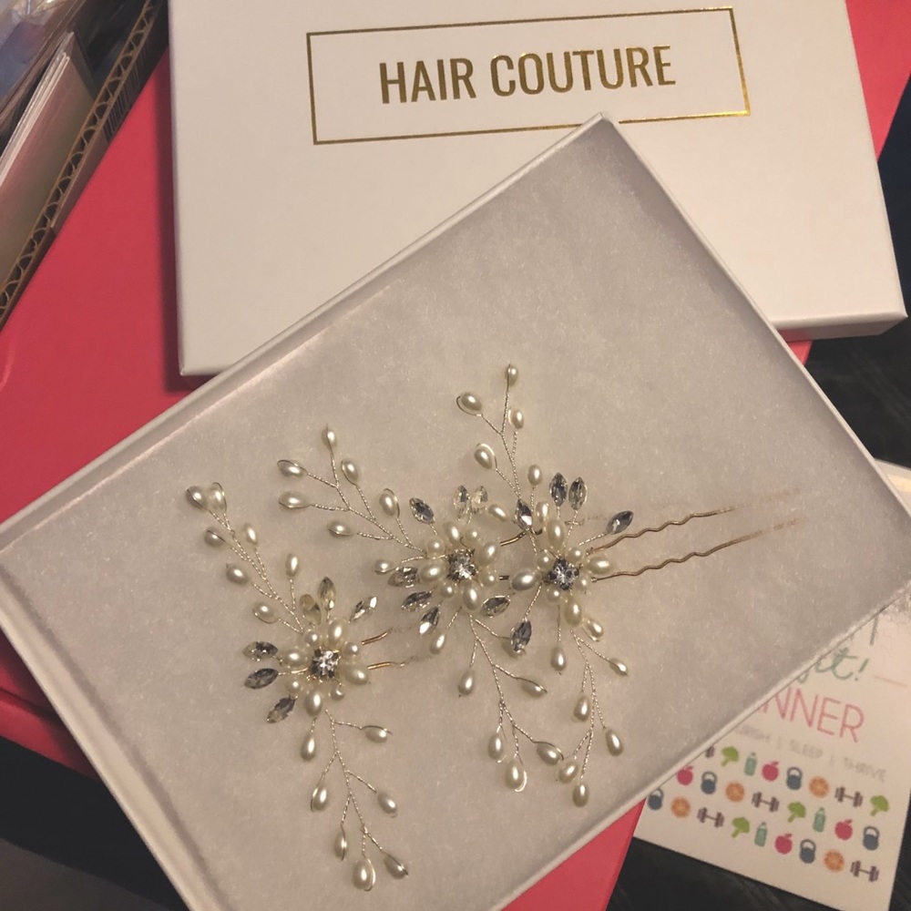 Hair Couture 3 piece crystal Pearl set